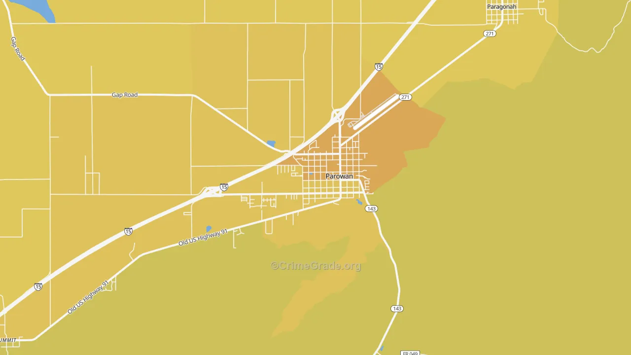 Parowan, UT Map of Vehicle Theft Rates