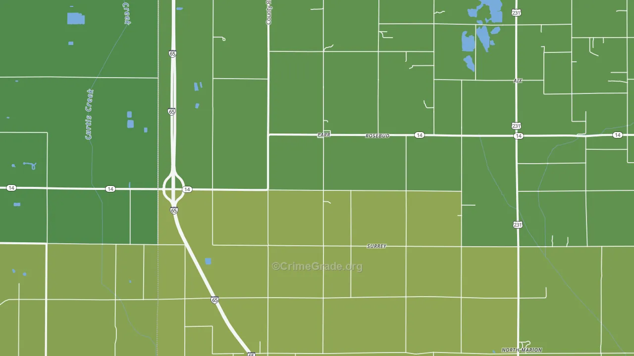 Parr, IN Map of Vehicle Theft Rates