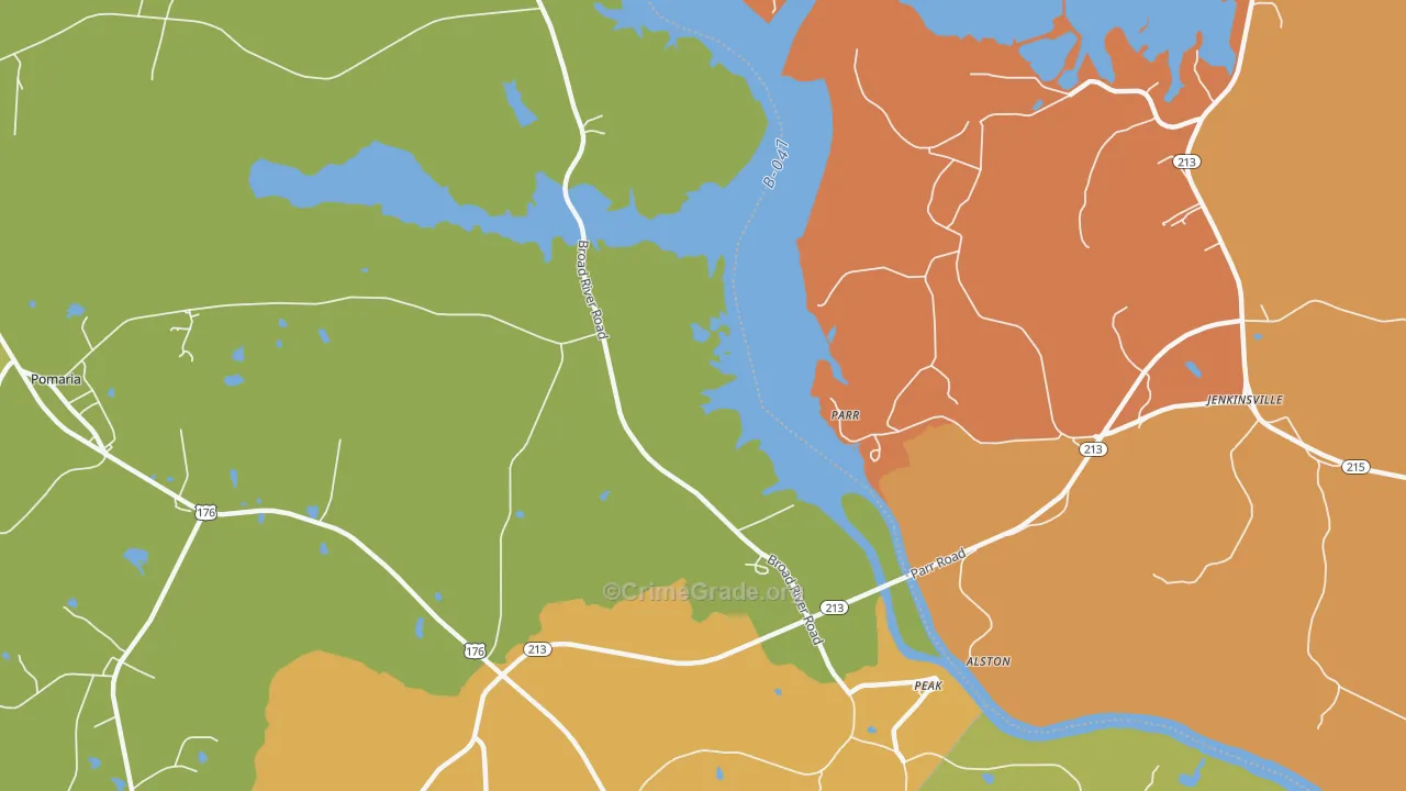 Parr, SC Map of Vehicle Theft Rates