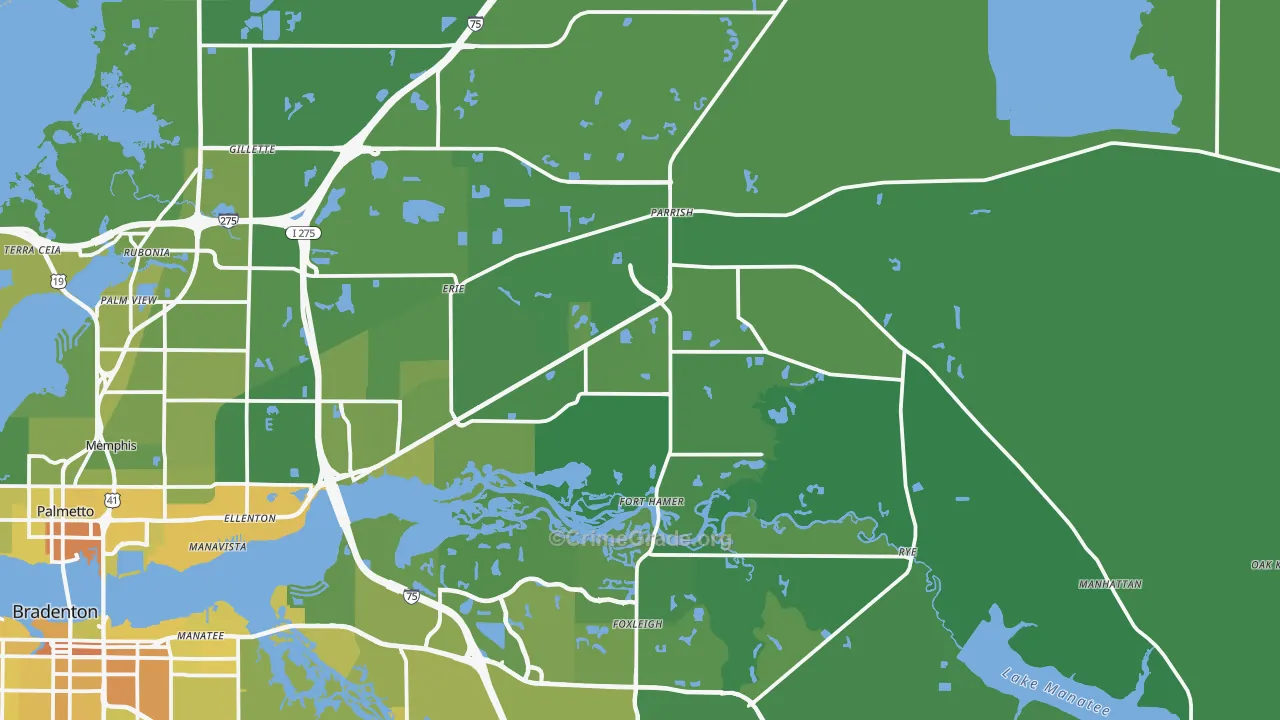 Parrish, FL Map of Vehicle Theft Rates