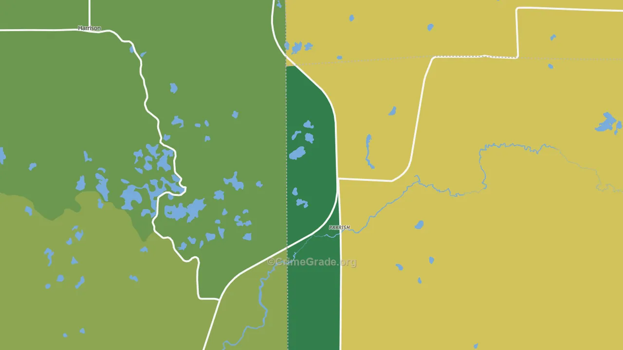 Parrish, WI Map of Vehicle Theft Rates
