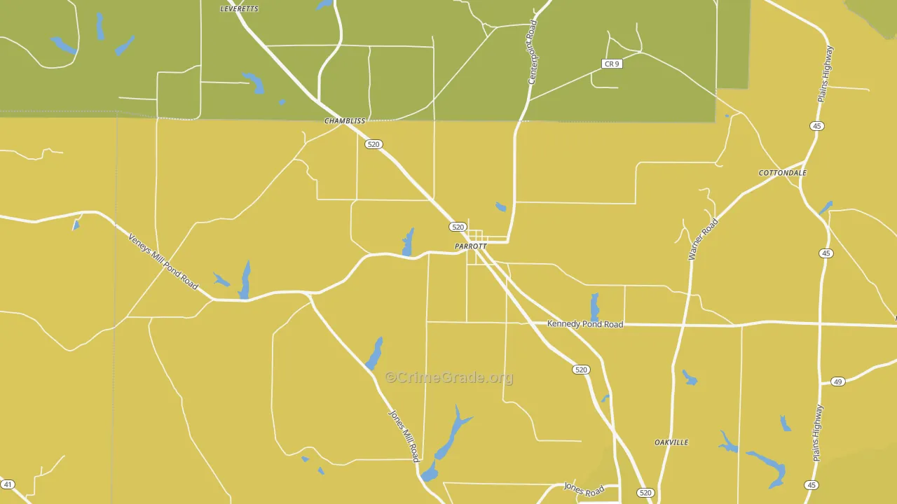 Parrott, GA Map of Vehicle Theft Rates