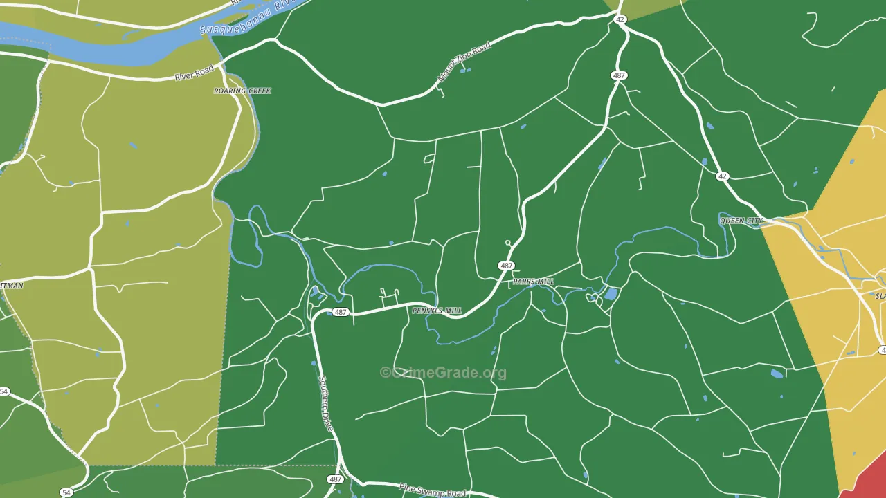 Parrs Mill, PA Map of Vehicle Theft Rates
