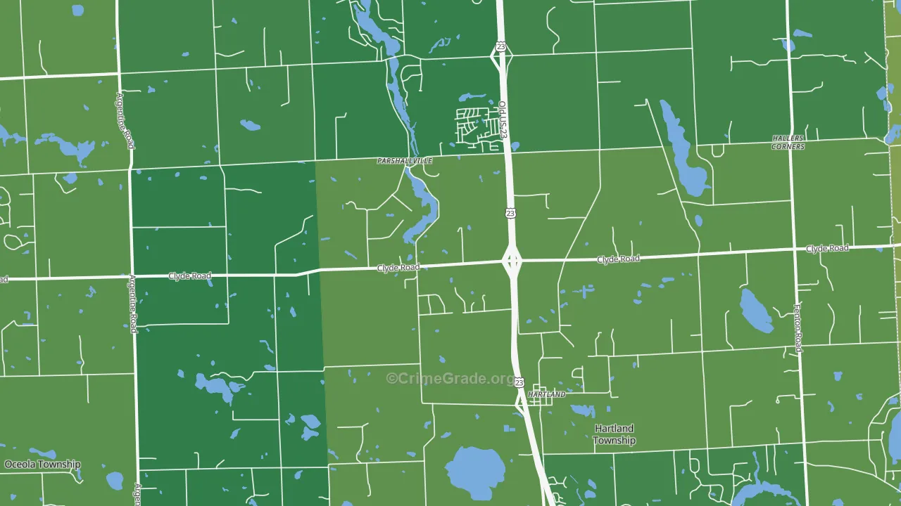 Parshallville, MI Map of Vehicle Theft Rates