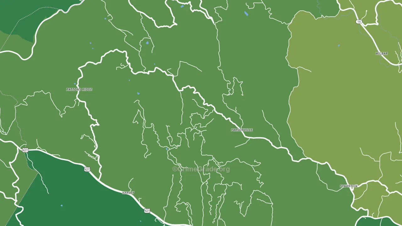 Parsonville, NC Map of Vehicle Theft Rates
