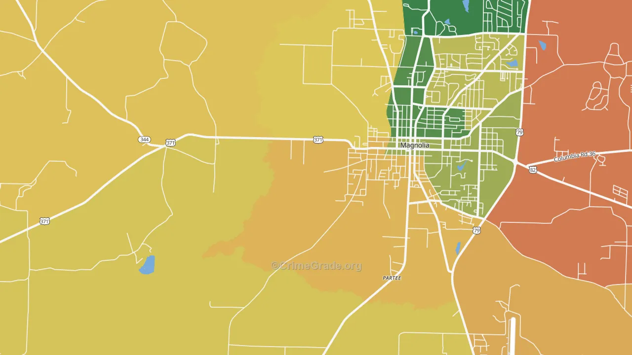 Partee, AR Map of Vehicle Theft Rates