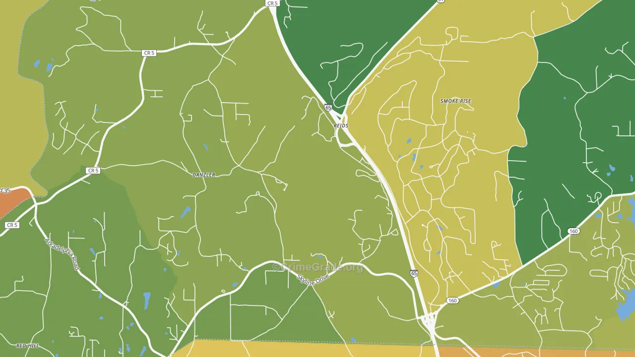 Partridge Crossroads, AL Map of Vehicle Theft Rates