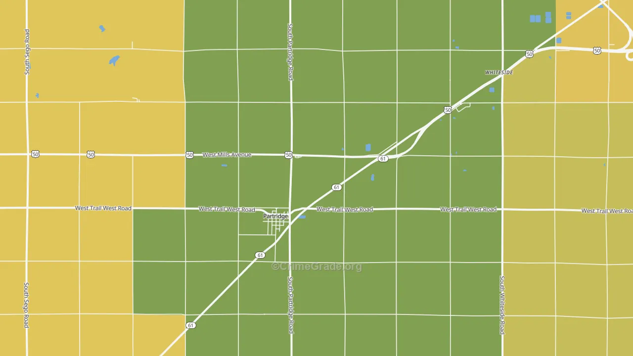 Partridge, KS Map of Vehicle Theft Rates