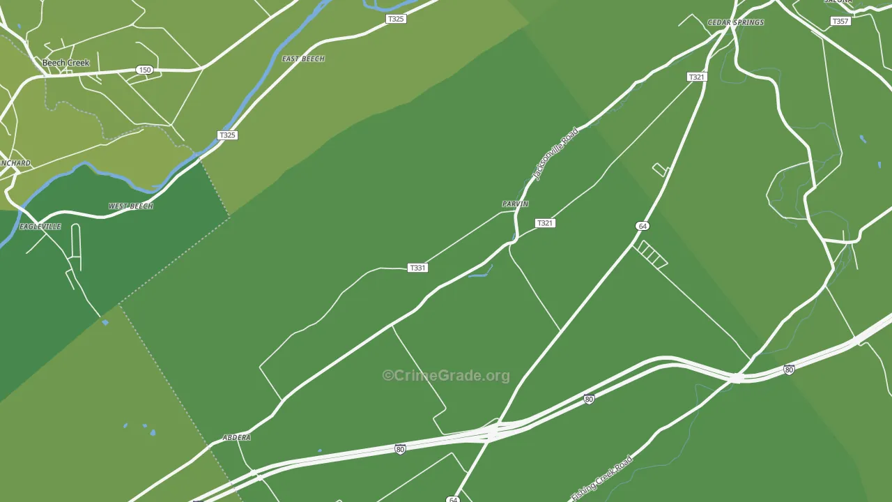 Parvin, PA Map of Vehicle Theft Rates