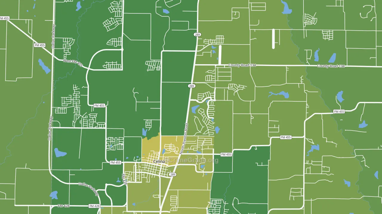 Parvin, TX Map of Vehicle Theft Rates