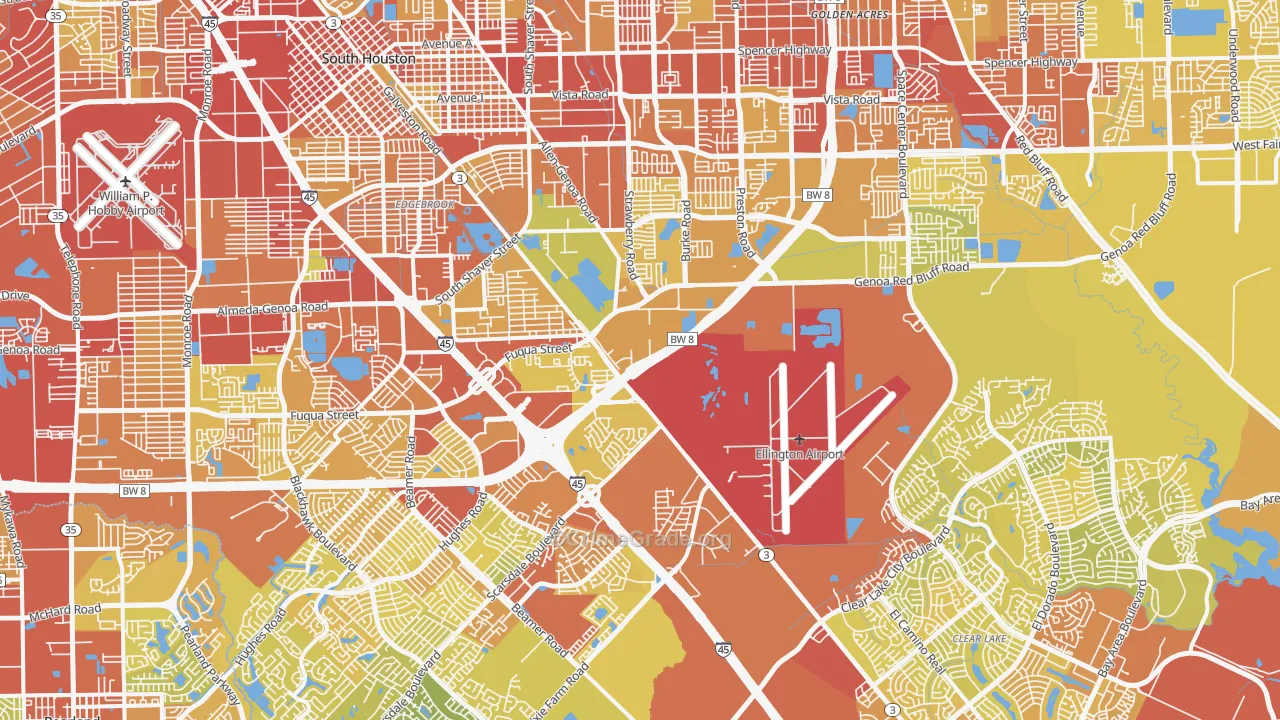 Pasadina, Houston, TX Map of Vehicle Theft Rates