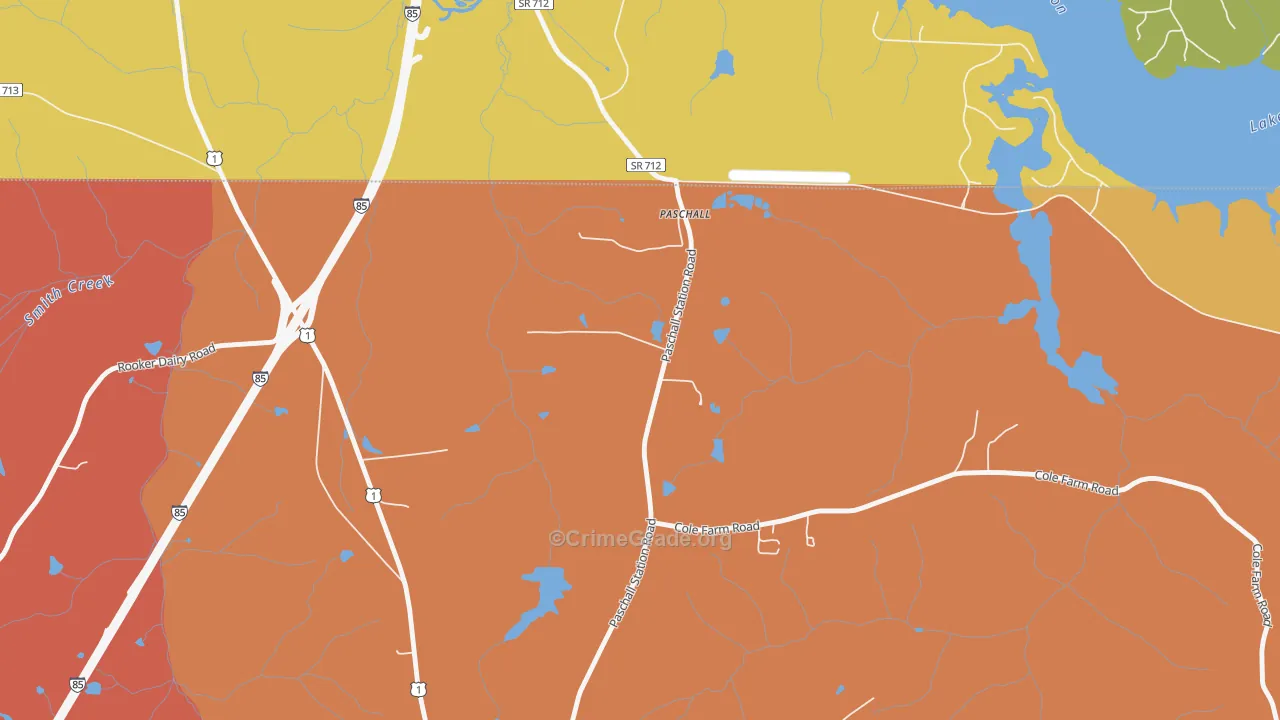 Paschall, NC Map of Vehicle Theft Rates