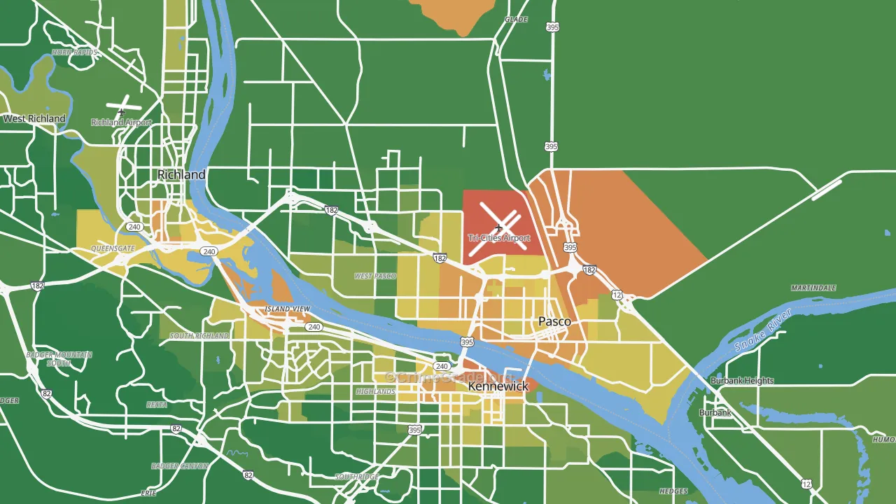 Pasco, WA Map of Vehicle Theft Rates