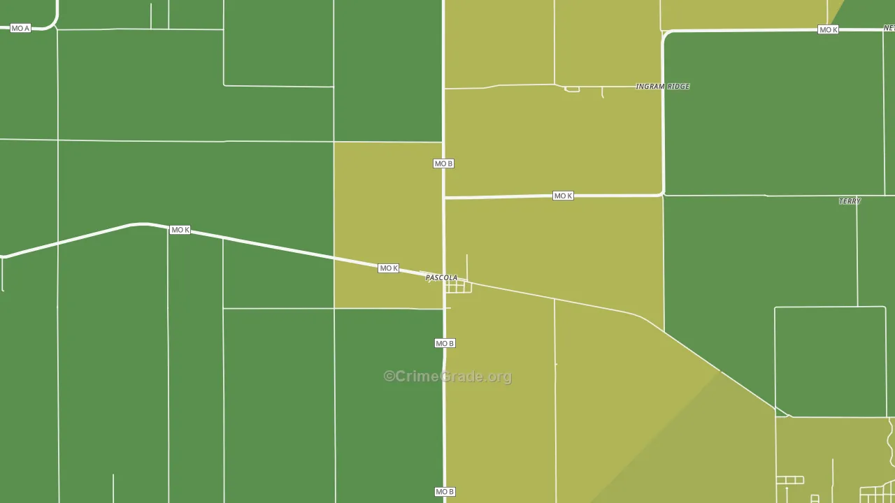 Pascola, MO Map of Vehicle Theft Rates