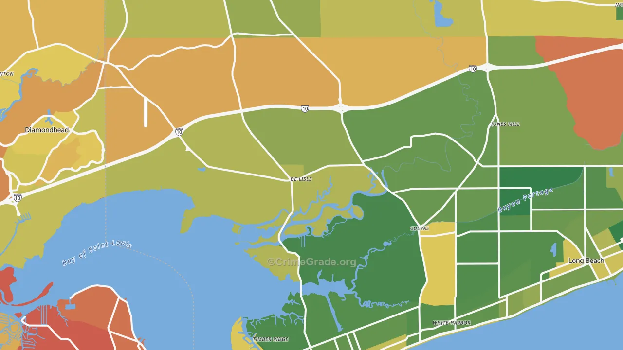 Pass Christian, MS Map of Vehicle Theft Rates