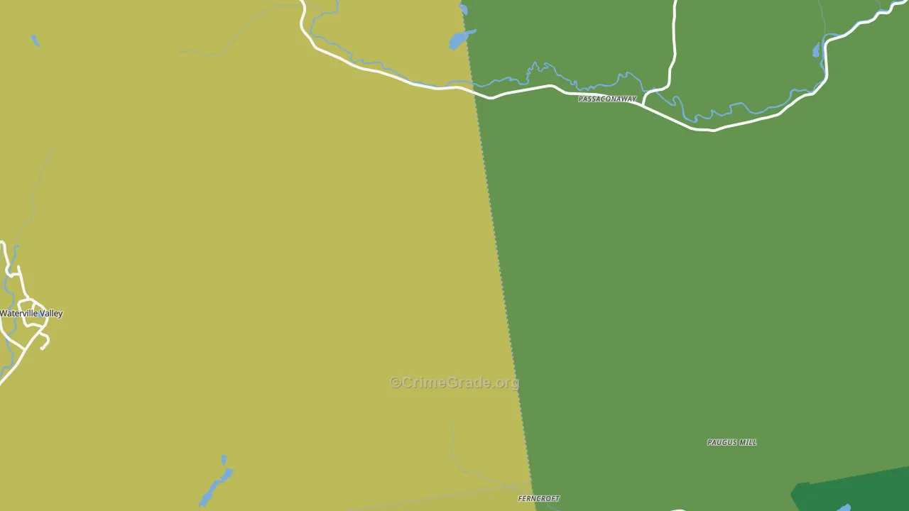 Passaconaway, NH Map of Vehicle Theft Rates