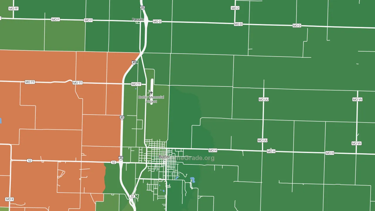 Passaic, MO Map of Vehicle Theft Rates