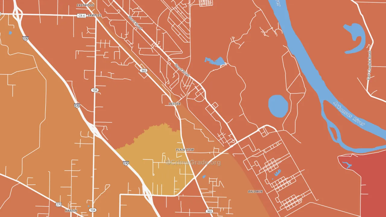 Pastoria, AR Map of Vehicle Theft Rates