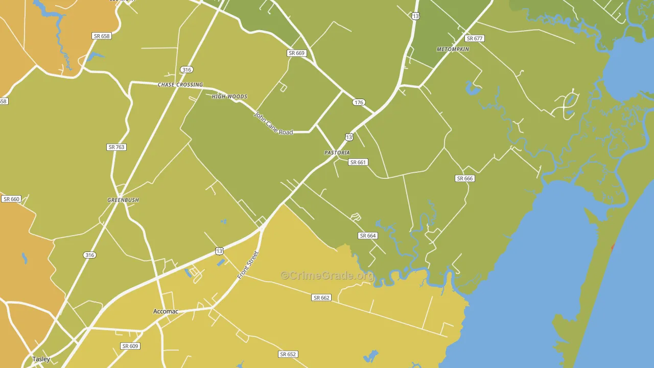 Pastoria, VA Map of Vehicle Theft Rates