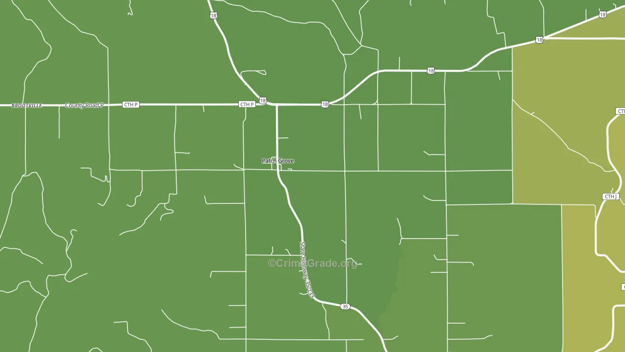 Patch Grove, WI Map of Vehicle Theft Rates