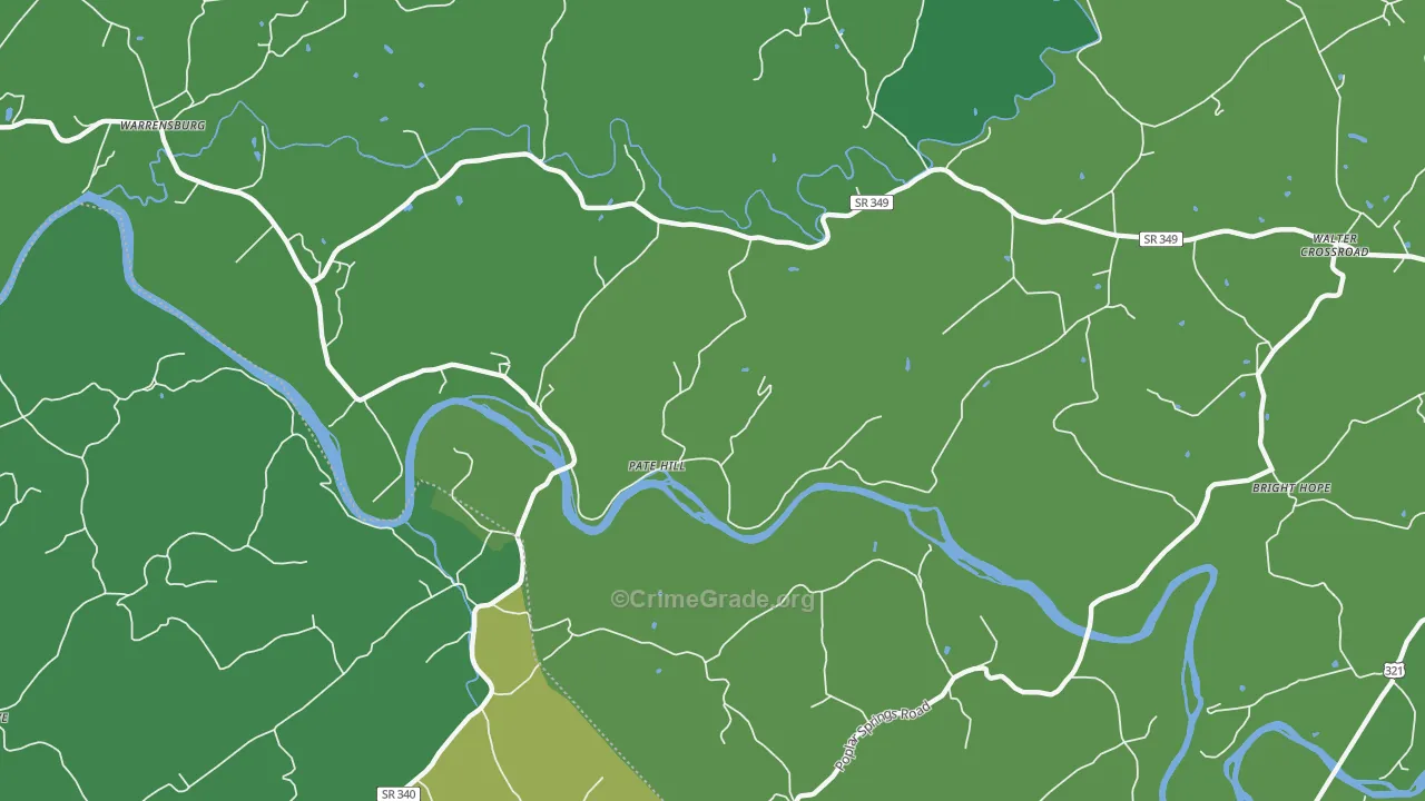 Pate Hill, TN Map of Vehicle Theft Rates