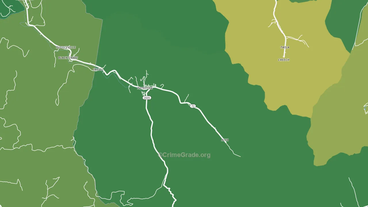 Pathfork, KY Map of Vehicle Theft Rates