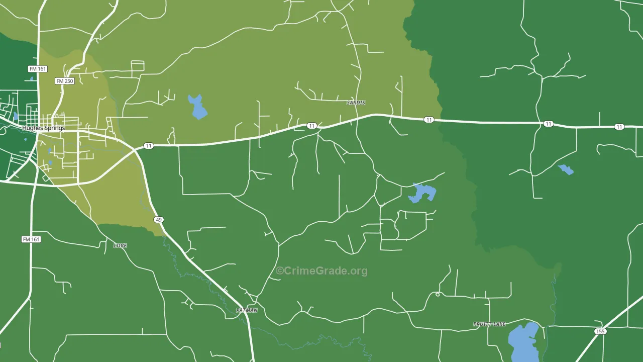 Patman, TX Map of Vehicle Theft Rates