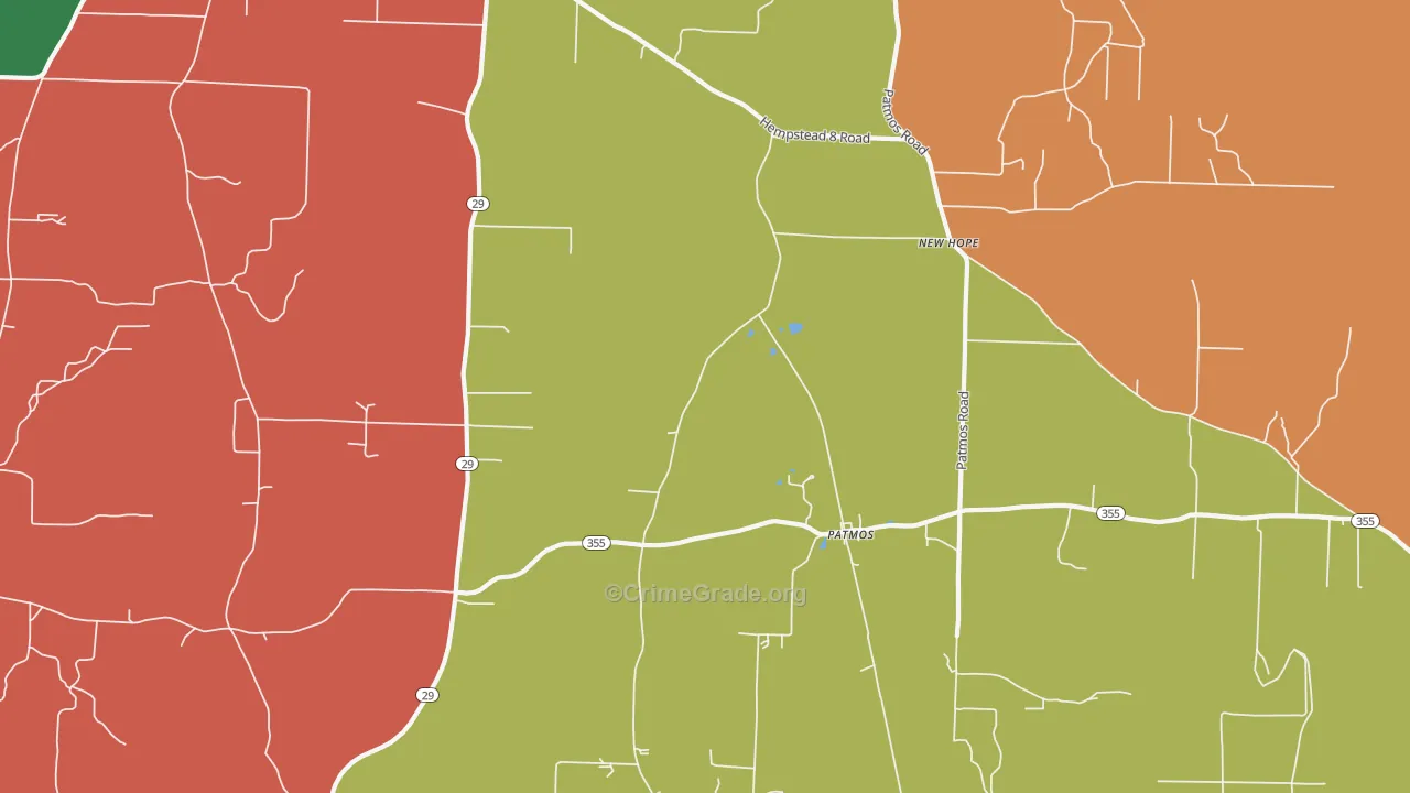 Patmos, AR Map of Vehicle Theft Rates