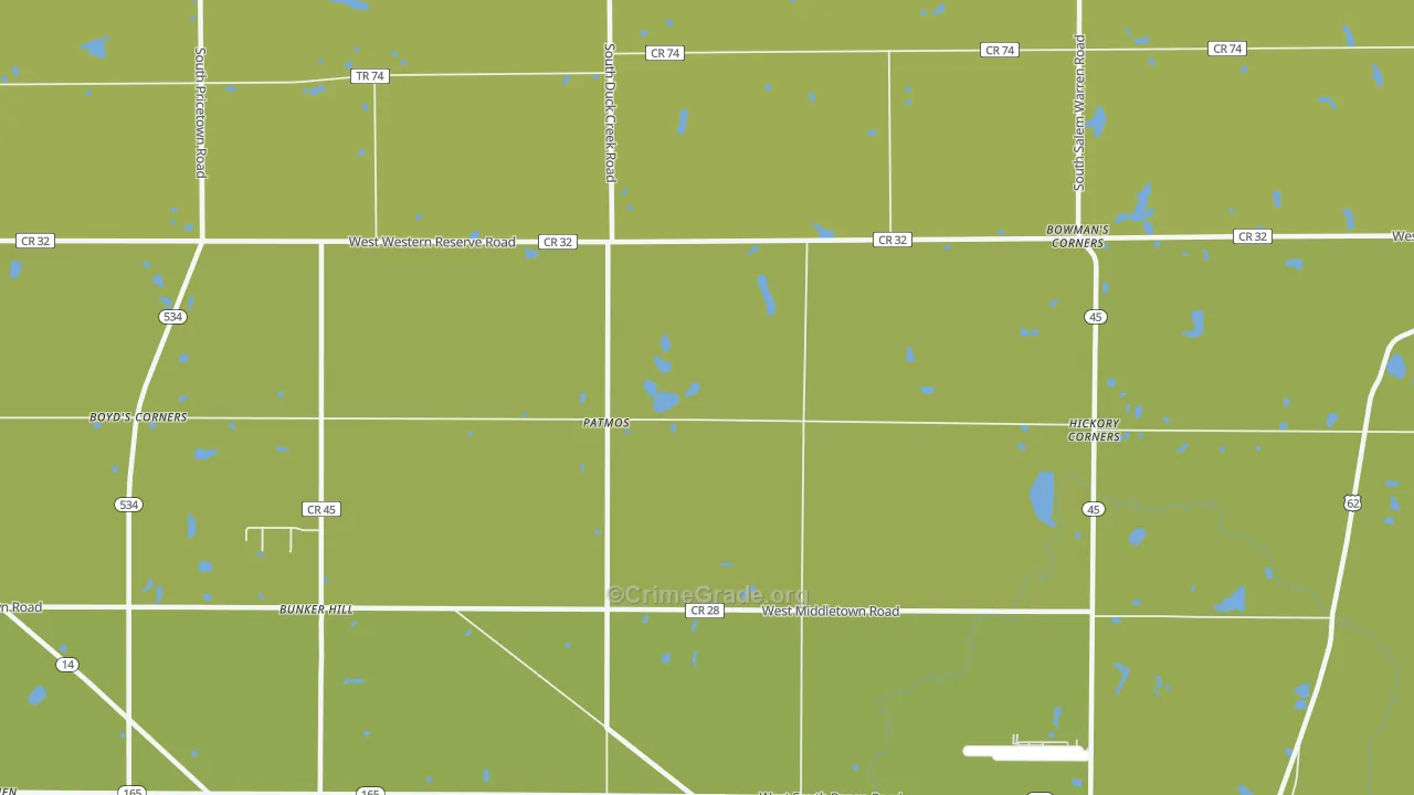Patmos, OH Map of Vehicle Theft Rates