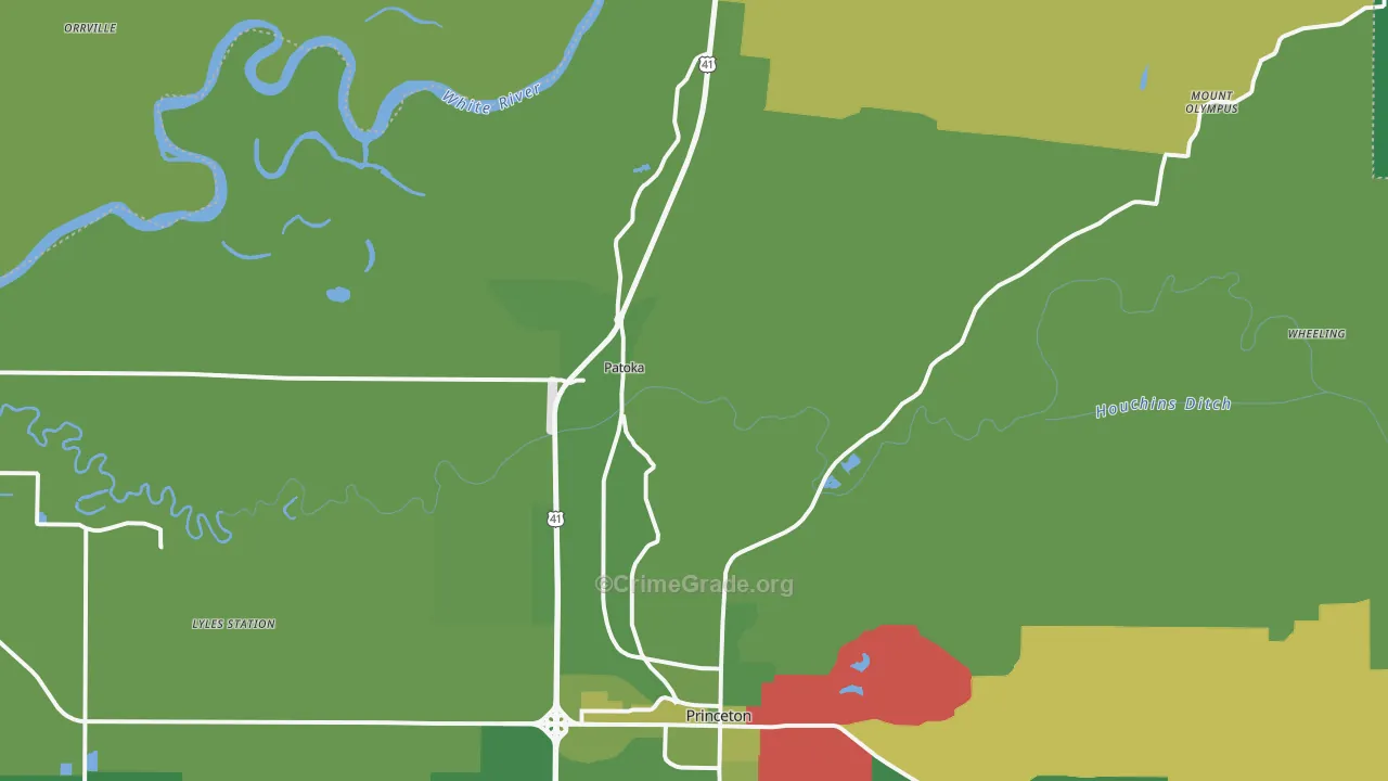 Patoka, IN Map of Vehicle Theft Rates