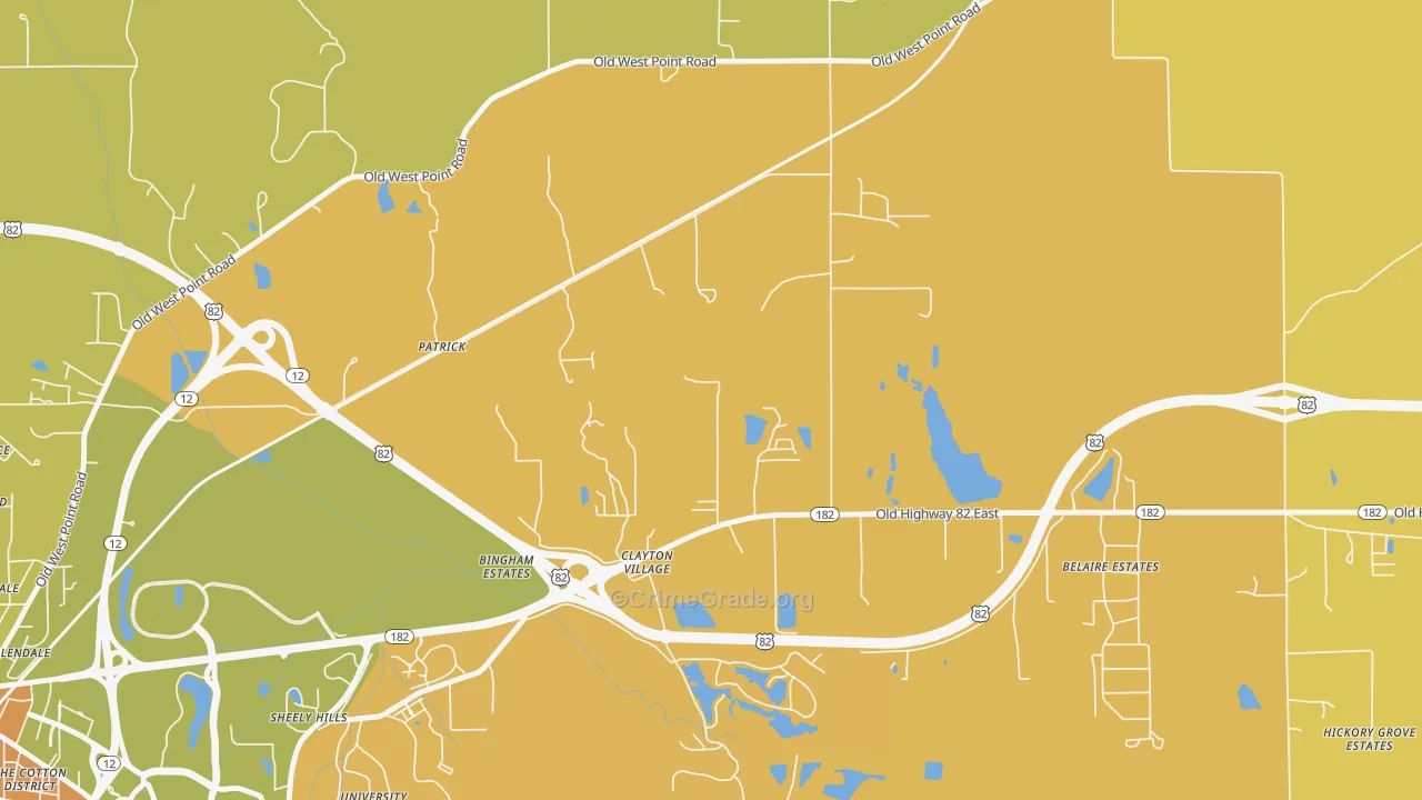 Patrick, MS Map of Vehicle Theft Rates