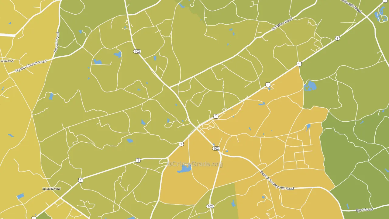 Patrick, SC Map of Vehicle Theft Rates