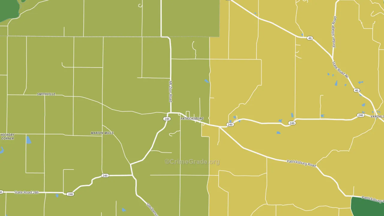 Patricksburg, IN Map of Vehicle Theft Rates