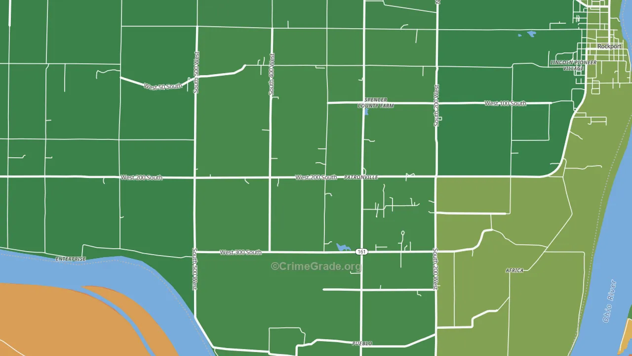 Patronville, IN Map of Vehicle Theft Rates
