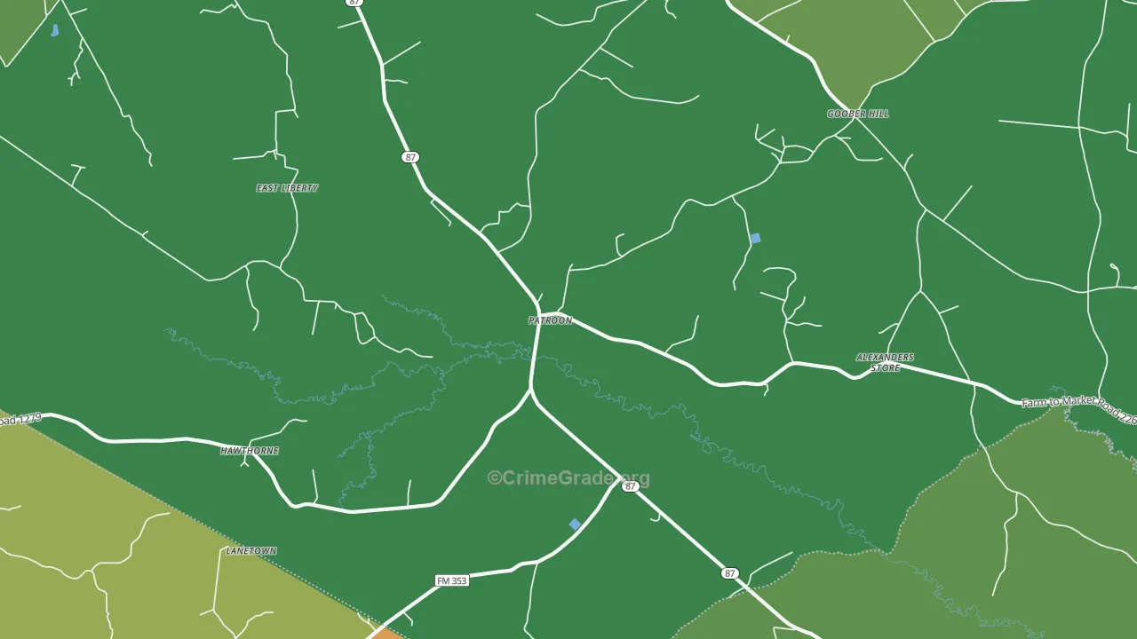 Patroon, TX Map of Vehicle Theft Rates