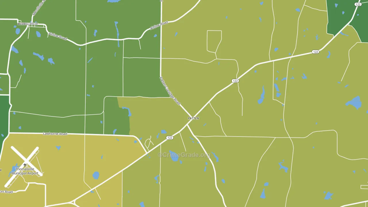 Patten, GA Map of Vehicle Theft Rates