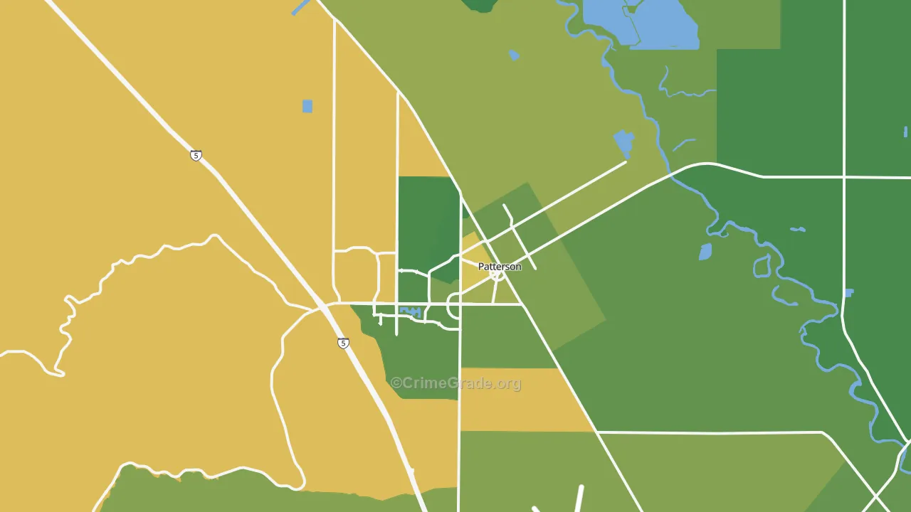 Patterson, CA Map of Vehicle Theft Rates