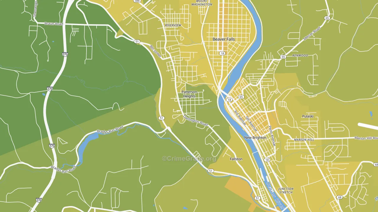 Patterson Heights, PA Map of Vehicle Theft Rates