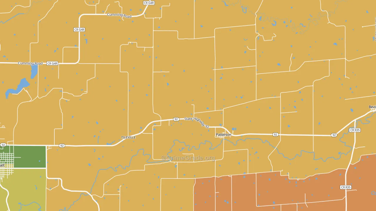 Patterson, IA Map of Vehicle Theft Rates