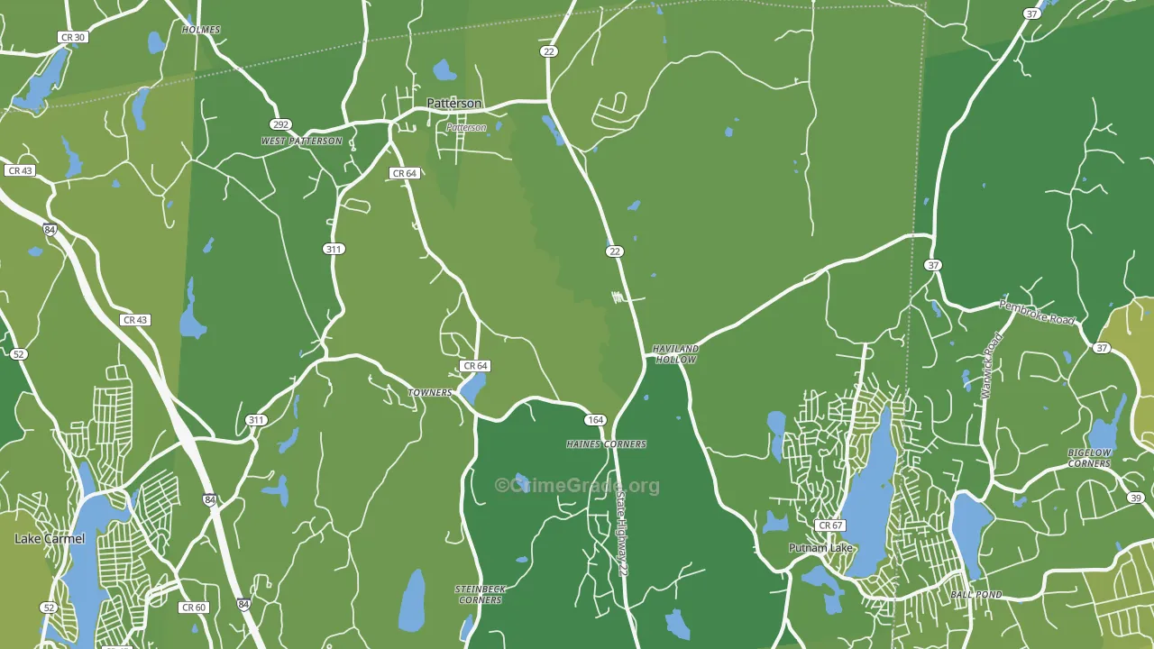 Patterson, NY Map of Vehicle Theft Rates