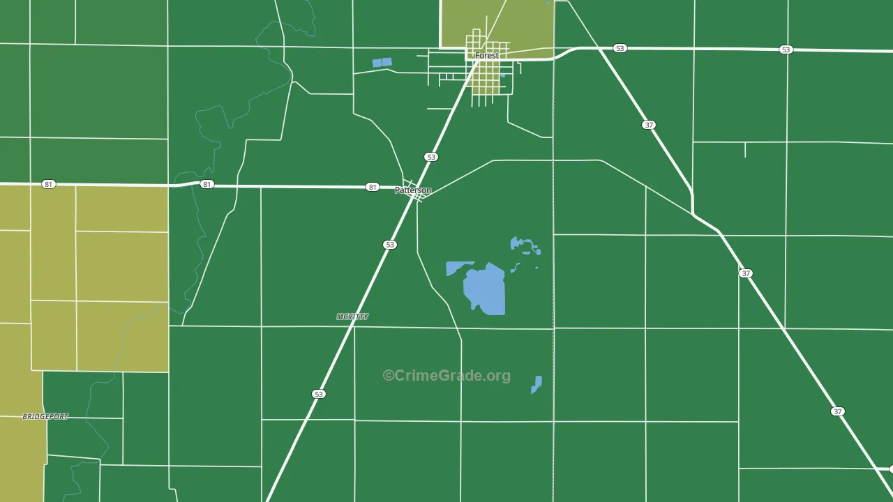 Patterson, OH Map of Vehicle Theft Rates