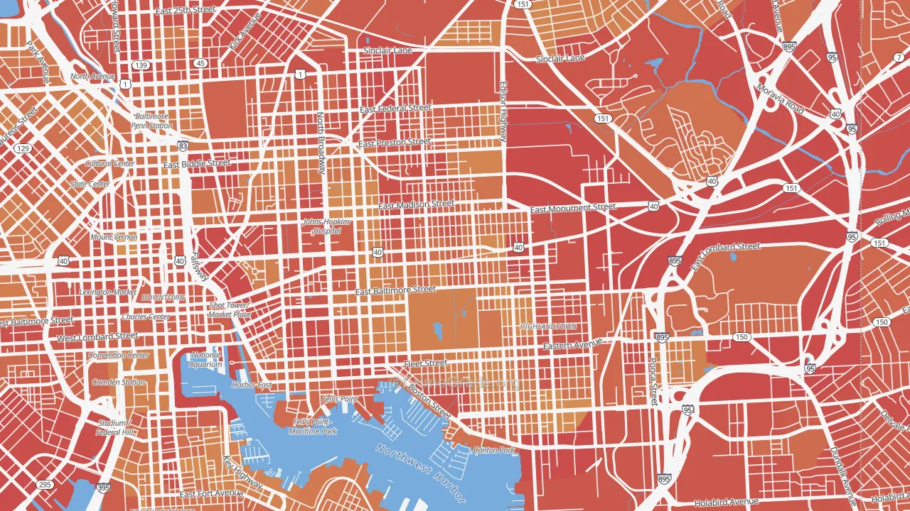 Patterson Park, Baltimore, MD Map of Vehicle Theft Rates