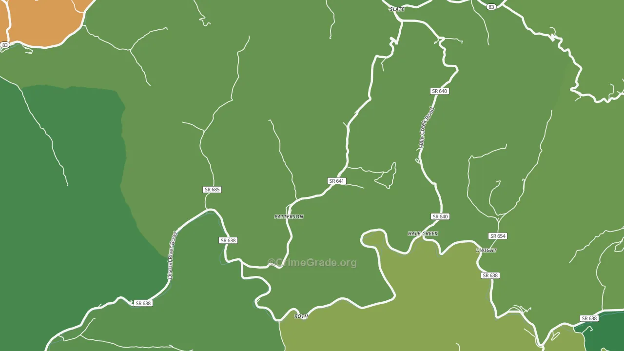 Patterson, VA Map of Vehicle Theft Rates