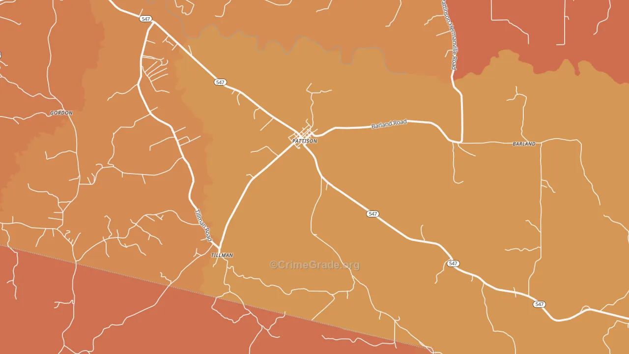 Pattison, MS Map of Vehicle Theft Rates