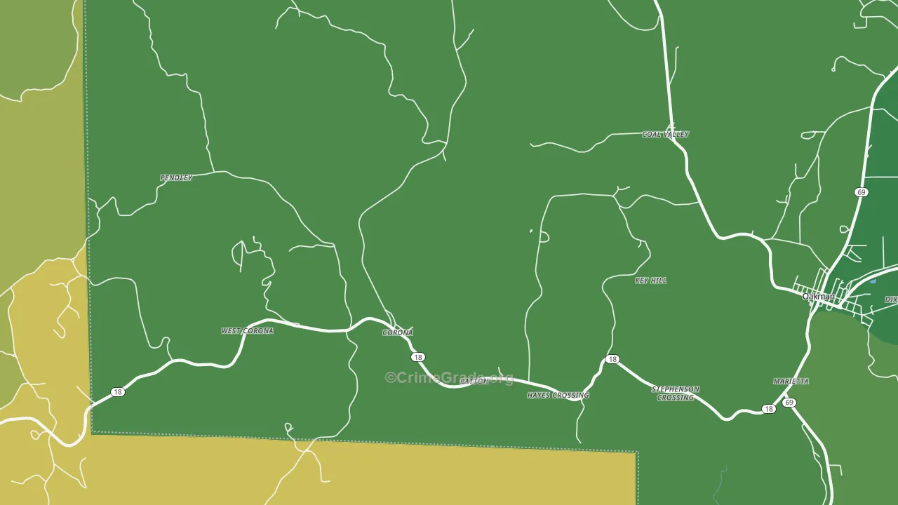 Patton, AL Map of Vehicle Theft Rates