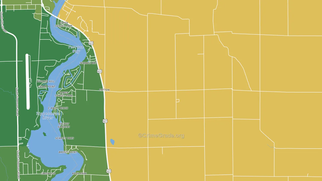 Patton, IN Map of Vehicle Theft Rates