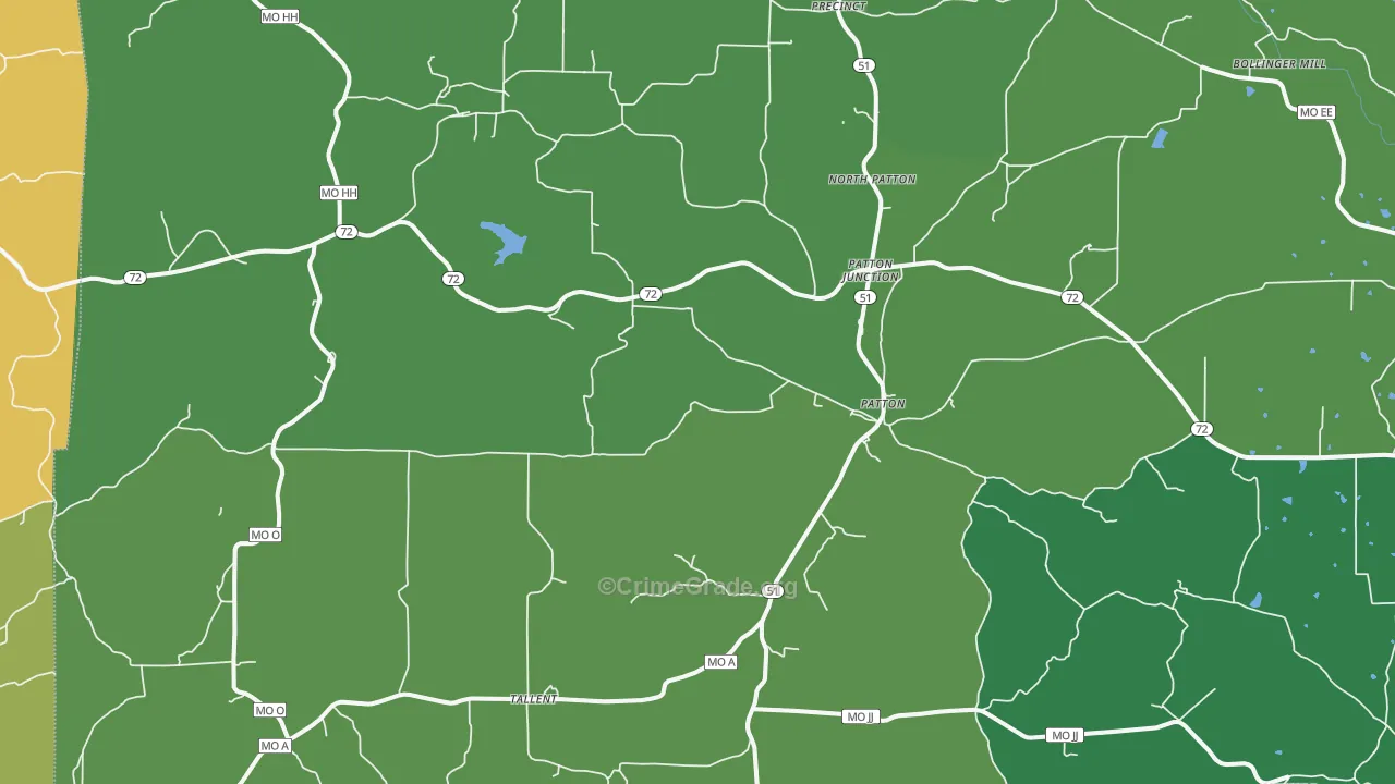 Patton, MO Map of Vehicle Theft Rates