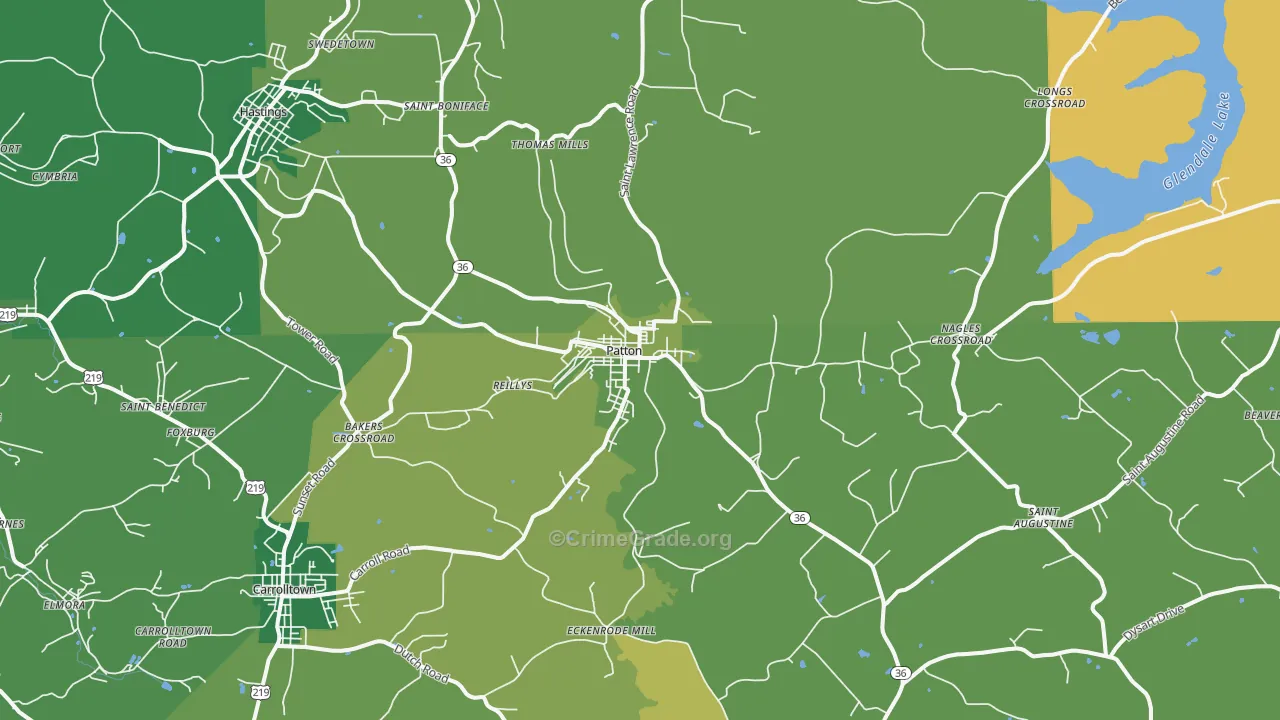 Patton, PA Map of Vehicle Theft Rates