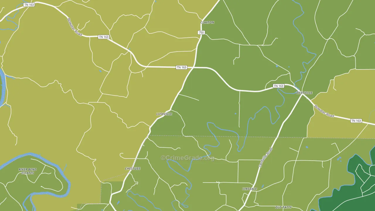 Patty, TN Map of Vehicle Theft Rates