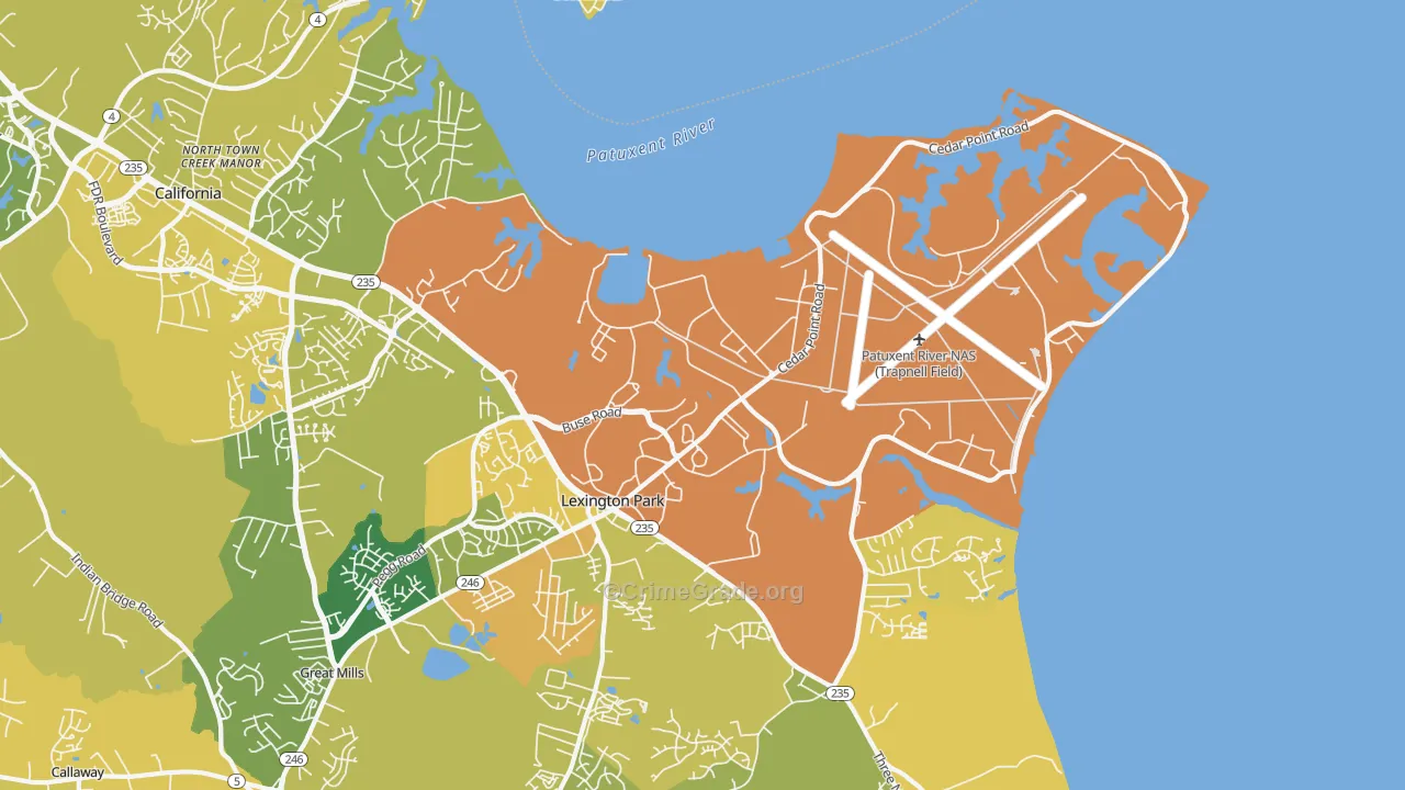 Patuxent River, MD Map of Vehicle Theft Rates